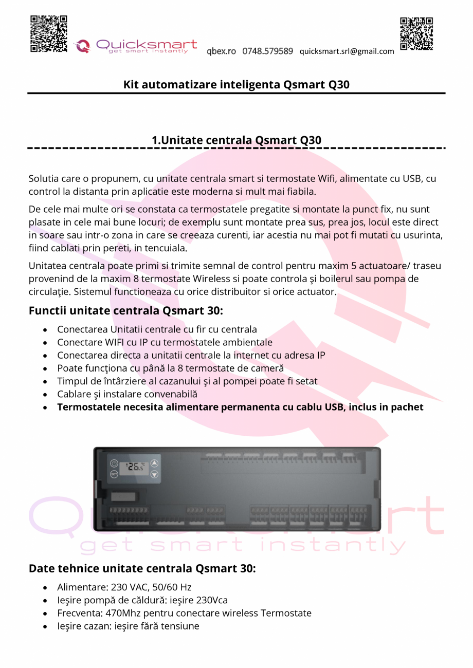Pagina 1-Manual kit Qsmart Q30 QUICKSMART Instructiuni montaj, utilizare Romana qbex.ro 0748.579589...