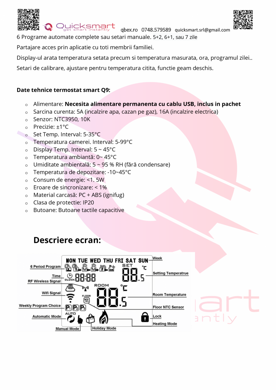 Manual kit Qsmart Q30 QUICKSMART Instructiuni montaj, utilizare Romana