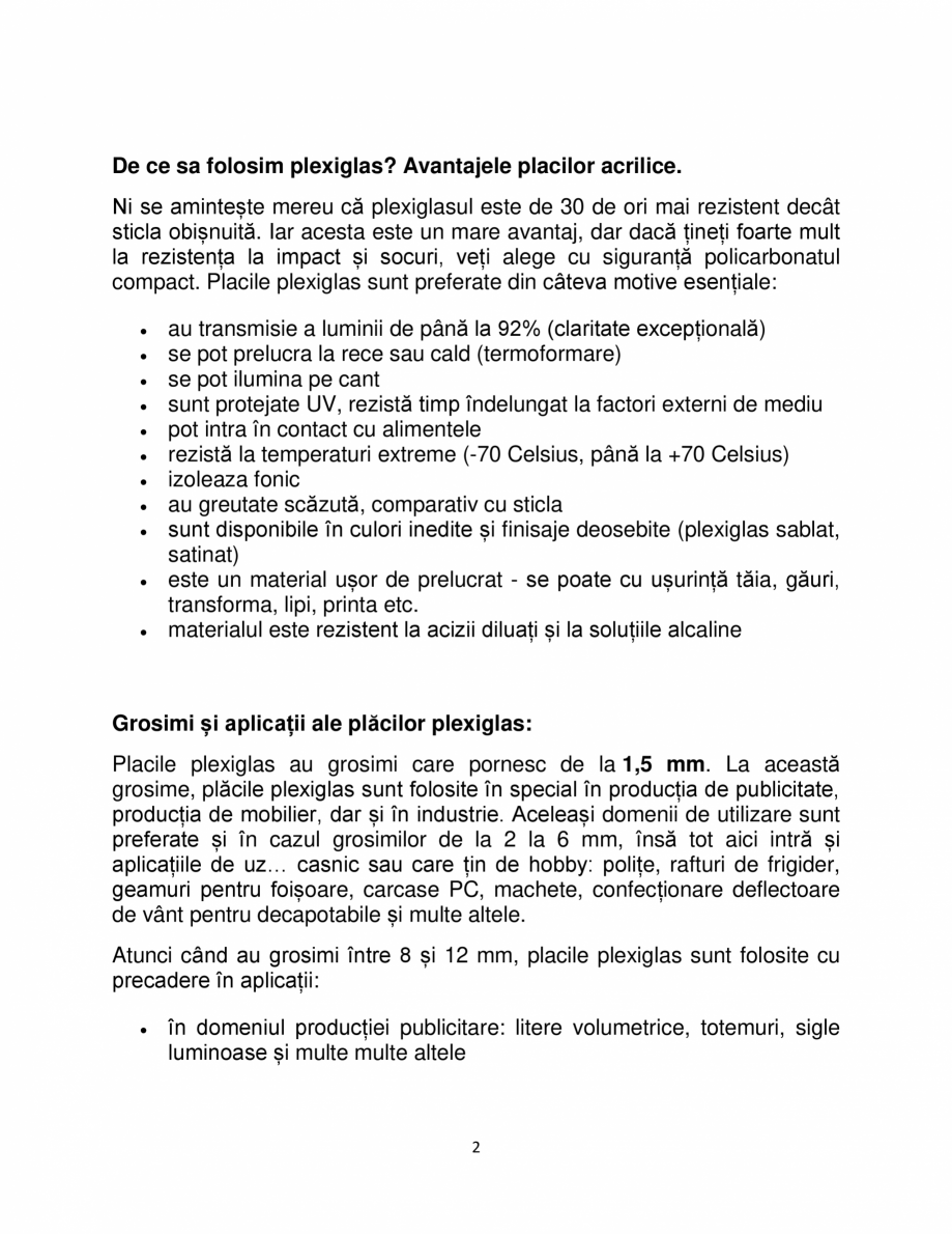 Pagina 2-Placi acrilice extrudate WEST PLAST DISTRIBUTION PMMA XT TRANSPARENT Catalog, brosura Romana grafia....