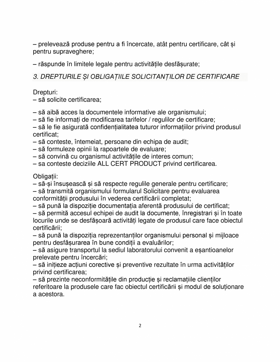 Pagina 2-Certificare produse constructii ALL CERT PRODUCT Catalog, brosura Romana l certificării;
–...