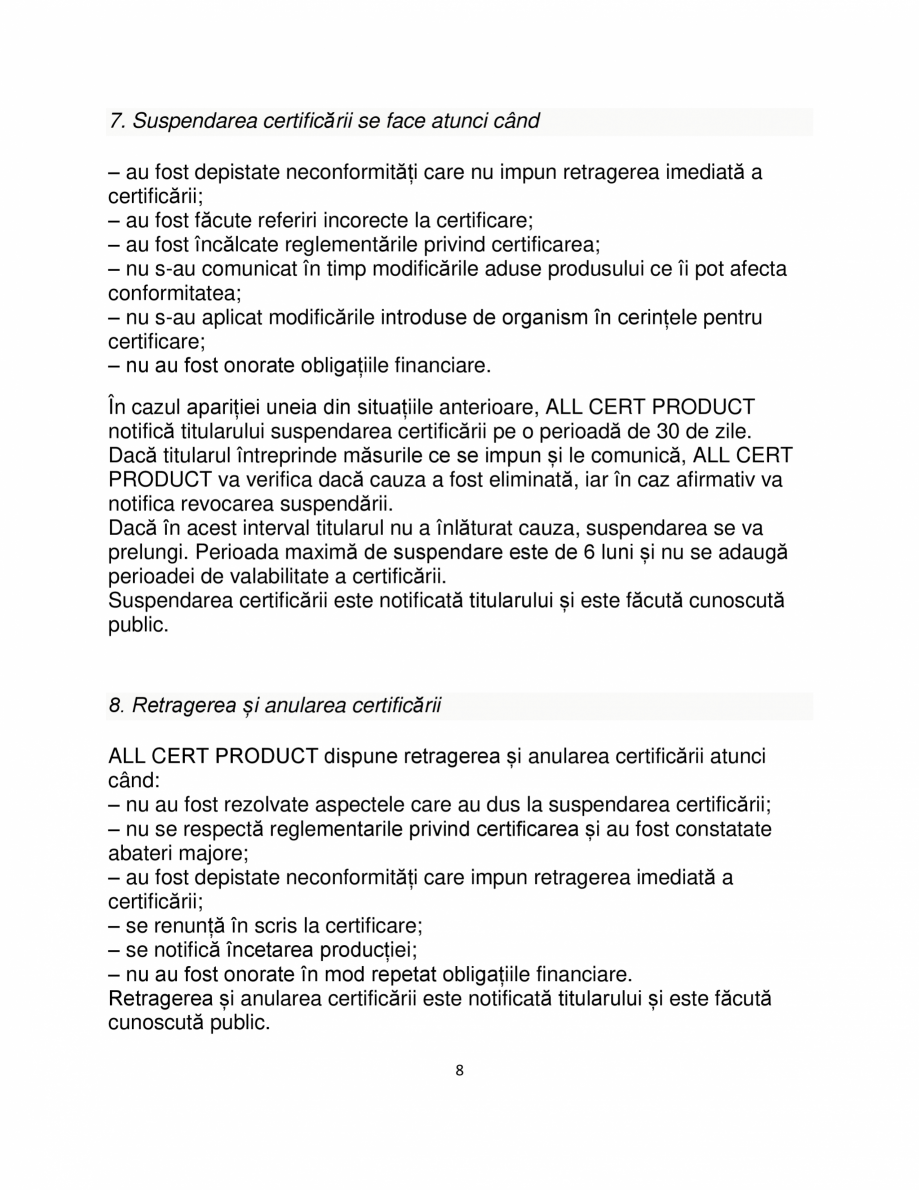 Pagina 8-Certificare produse constructii ALL CERT PRODUCT Catalog, brosura Romana ății și se decide...