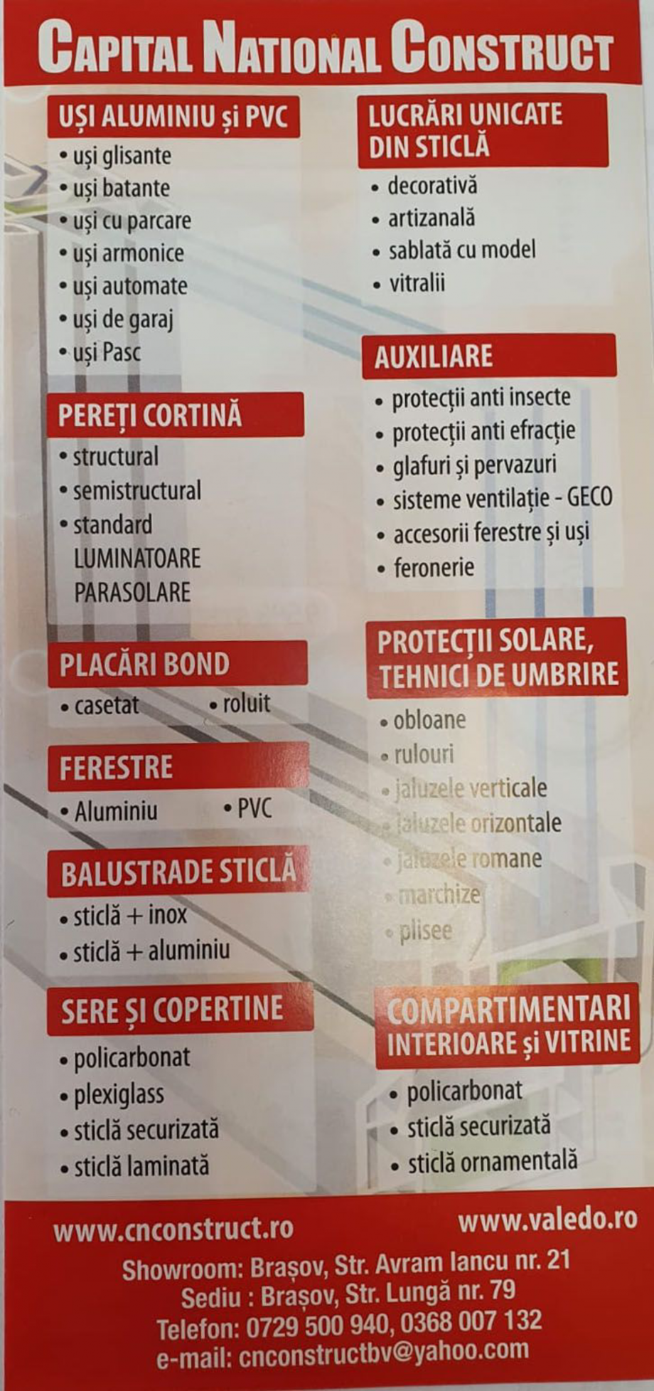 Pagina 1-Pliant CAPITAL NATIONAL CONSTRUCT  Catalog, brosura Romana 