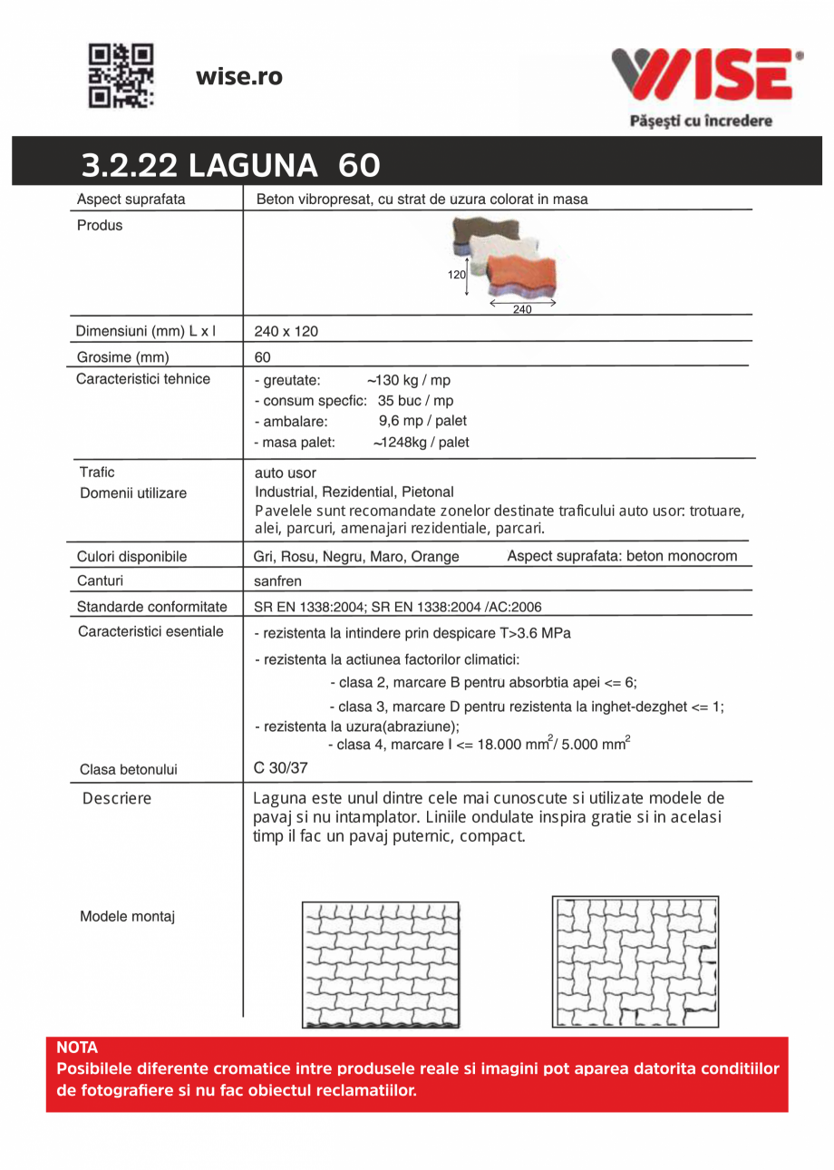 Pagina 1-Pavaj din beton WISE LAGUNA Fisa tehnica Romana 3.2.22 LAGUNA 60

~

~

Pavelele sunt recomandate...