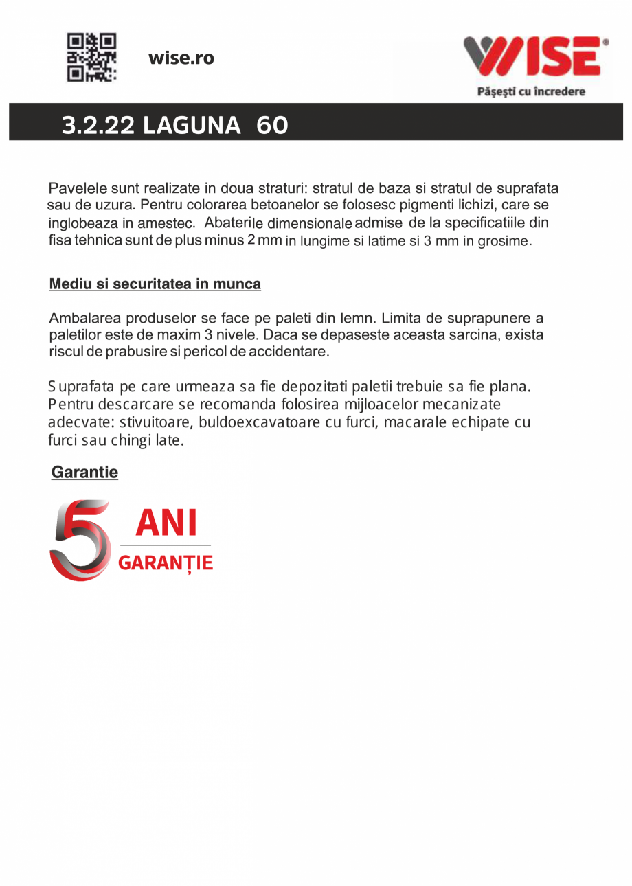 Pagina 2-Pavaj din beton WISE LAGUNA Fisa tehnica Romana 