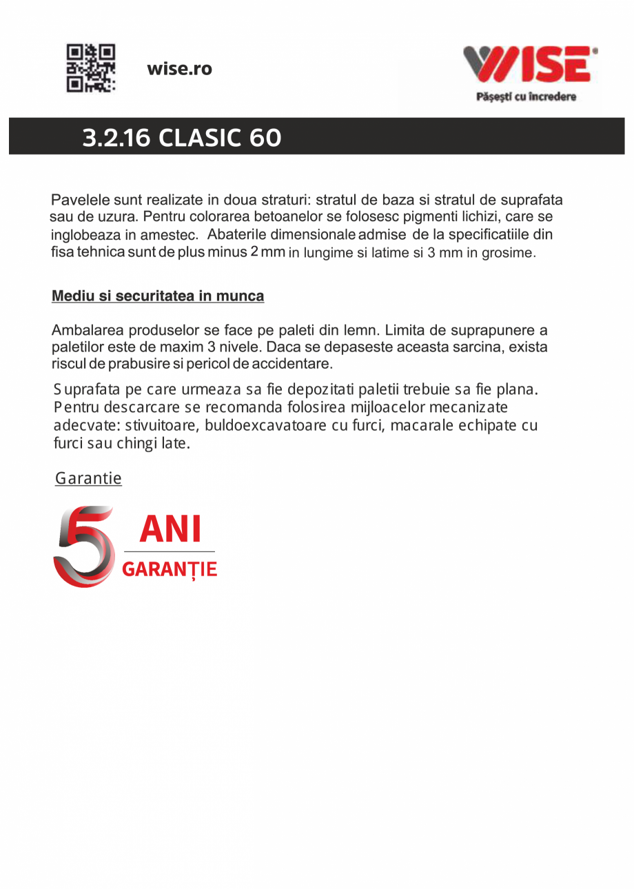 Pagina 2-Pavaj din beton WISE CLASIC Fisa tehnica Romana 