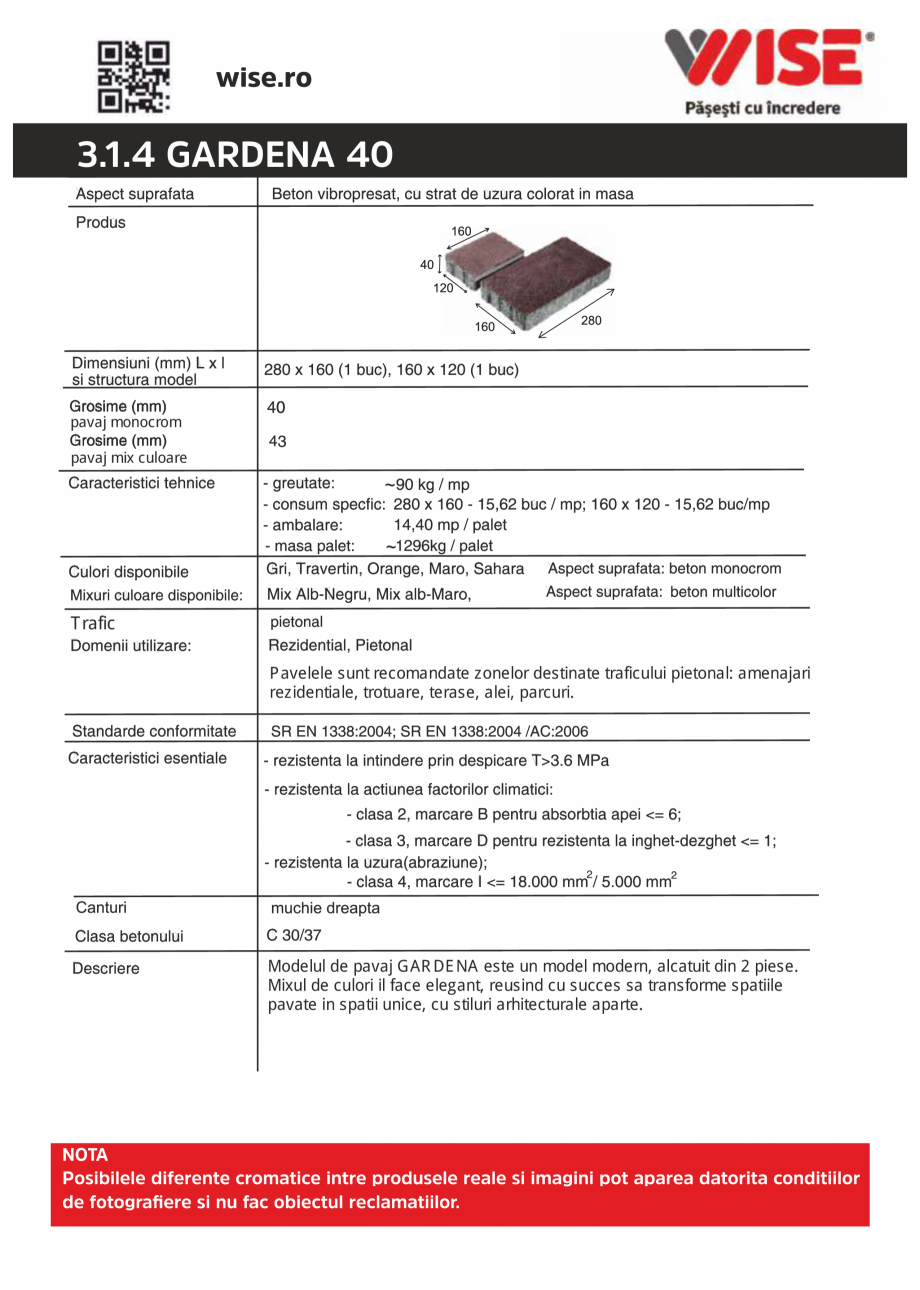 Pagina 1-Pavaj din beton WISE GARDENA Fisa tehnica Romana 3.1.4 GARDENA 40

pavaj monocrom
pavaj mix culoare
...