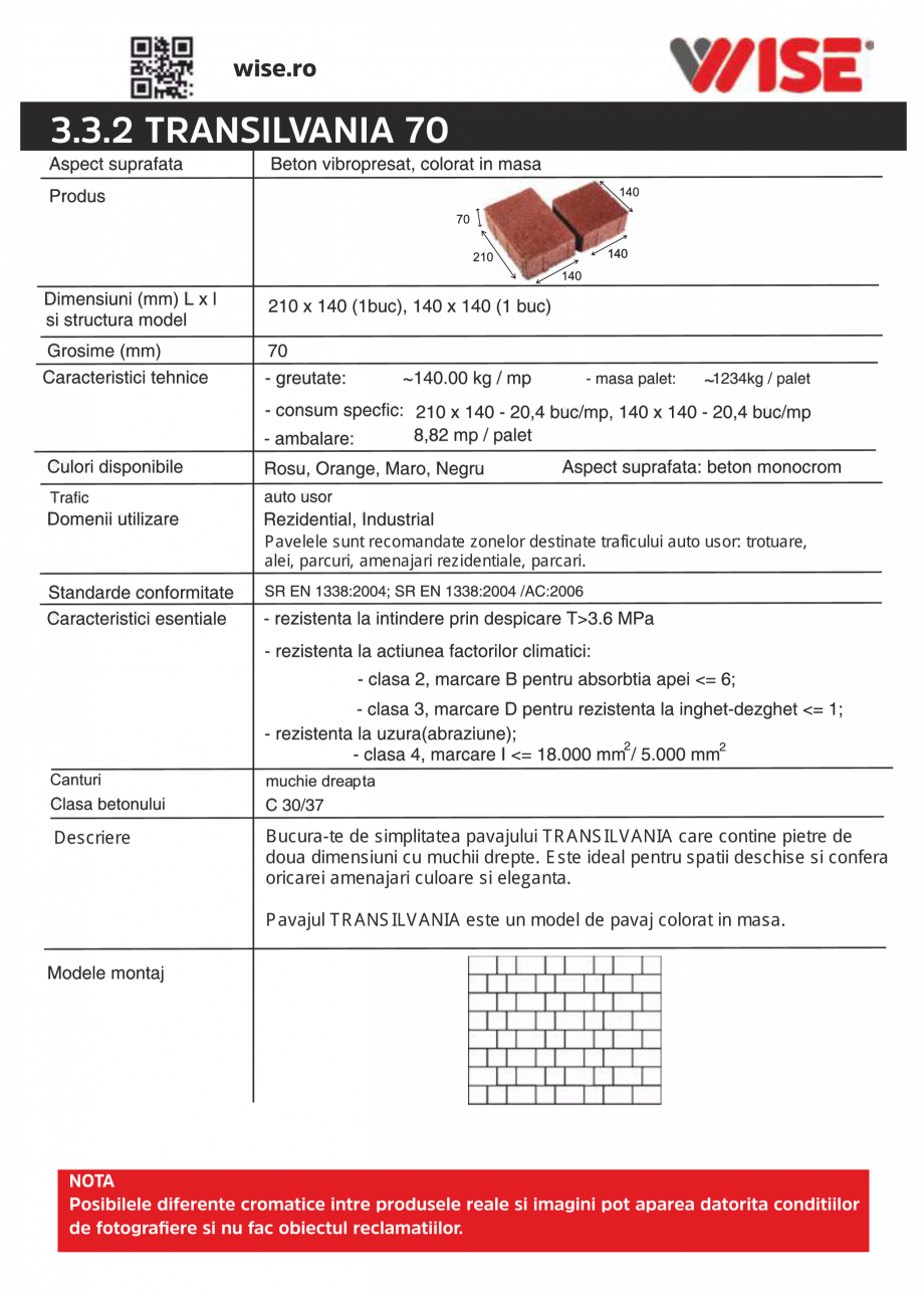 Pagina 1-Pavaj din beton WISE TRANSILVANIA Fisa tehnica Romana 3.3.2 TRANSILVANIA 70

~

~

Pavelele sunt...