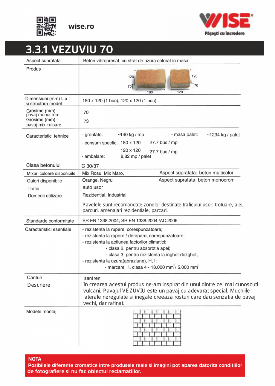 Pagina 1-Pavaj din beton WISE VEZUVIU Fisa tehnica Romana 3.3.1 VEZUVIU 70

pavaj monocrom
pavaj mix culoare
...