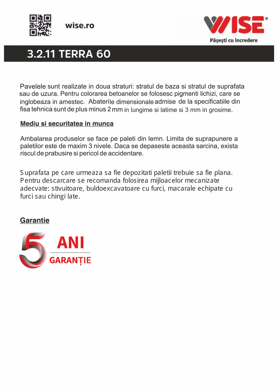 Pagina 2-Pavaj din beton WISE TERRA Fisa tehnica Romana 