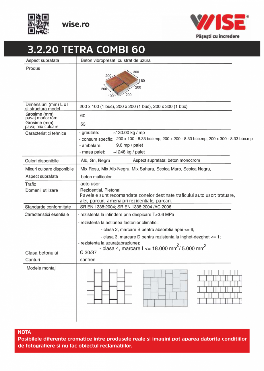 Pagina 1-Pavaj din beton WISE TETRA COMBI Fisa tehnica Romana 3.2.20 TETRA COMBI 60

pavaj monocrom
pavaj mix...