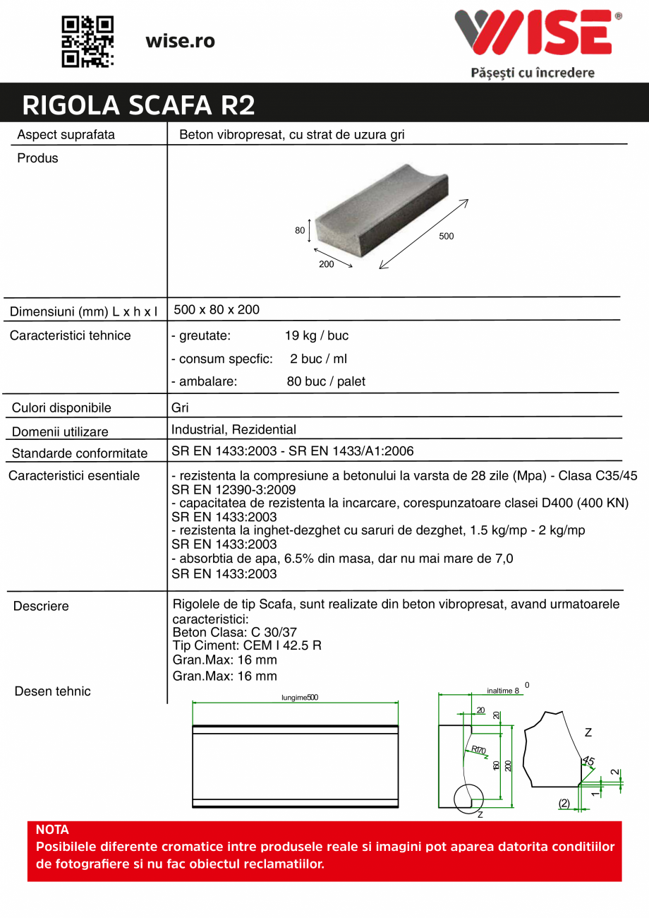 Pagina 1-Rigola Scafa WISE R2 Fisa tehnica Romana wise.ro

RIGOLA SCAFA R2
Aspect suprafata

Beton...