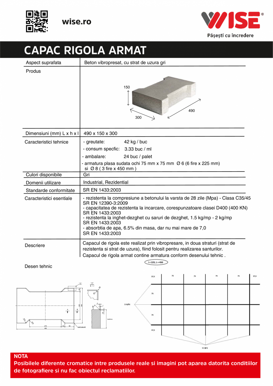 Pagina 1-Capac Rigola Armat WISE Fisa tehnica Romana wise.ro

CAPAC RIGOLA ARMAT
Aspect suprafata

Beton...