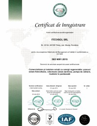 Certificat ITECHSOL - ISO 9001:2015 - Recunoasterea Sistemului de Management al Calitatii