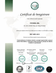 Certificat ITECHSOL -  ISO 14001:2015 - Comercializare si instalare solutii cu energii regenerabile