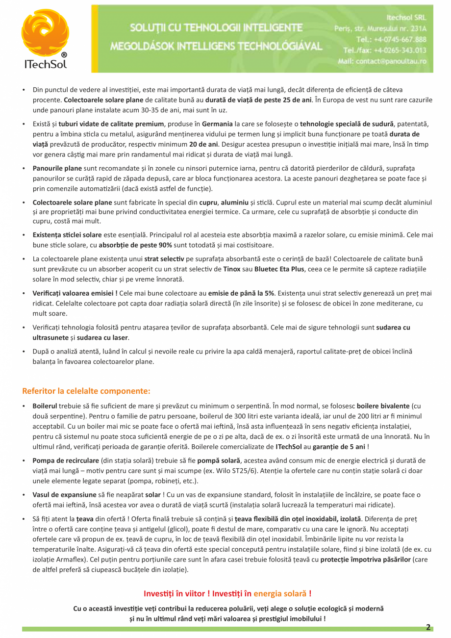 Pagina 2-Cum sa analizati o oferta de pret pentru instalatie solara termica  Catalog, brosura Romana ă de 10...