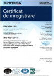 Certificat ITECHSOL - ISO 9001:2015 - Comercializare si instalare solutii cu energii regenerabile 