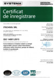 Certificat ITECHSOL - ISO 14001:2015 - Comercializare si instalare solutii cu energii regenerabile 