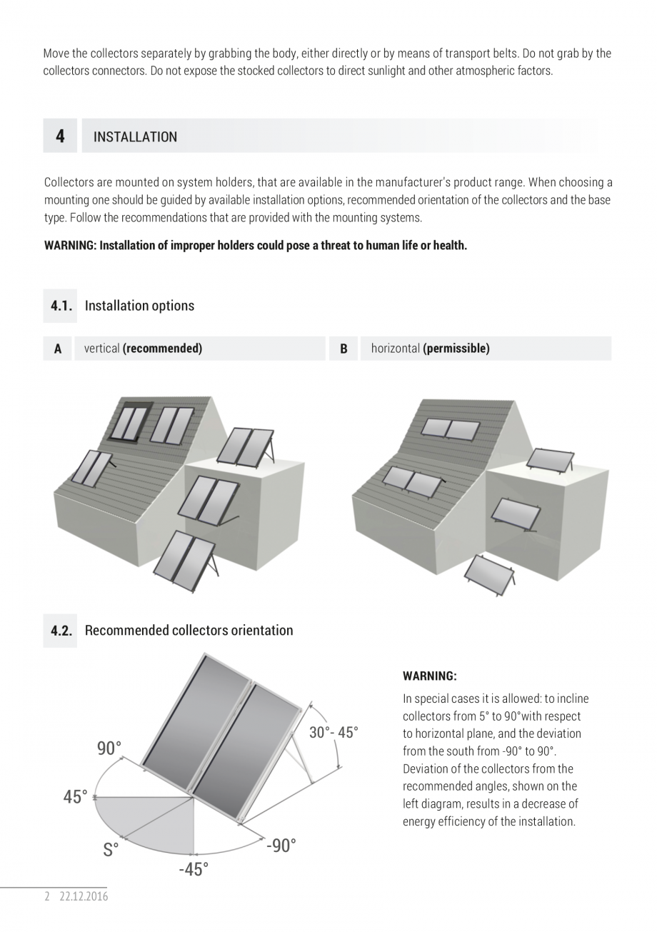 Pagina 2-Ghid de instalare pentru colectoare solare plane ITECHSOL Instructiuni montaj, utilizare Engleza...
