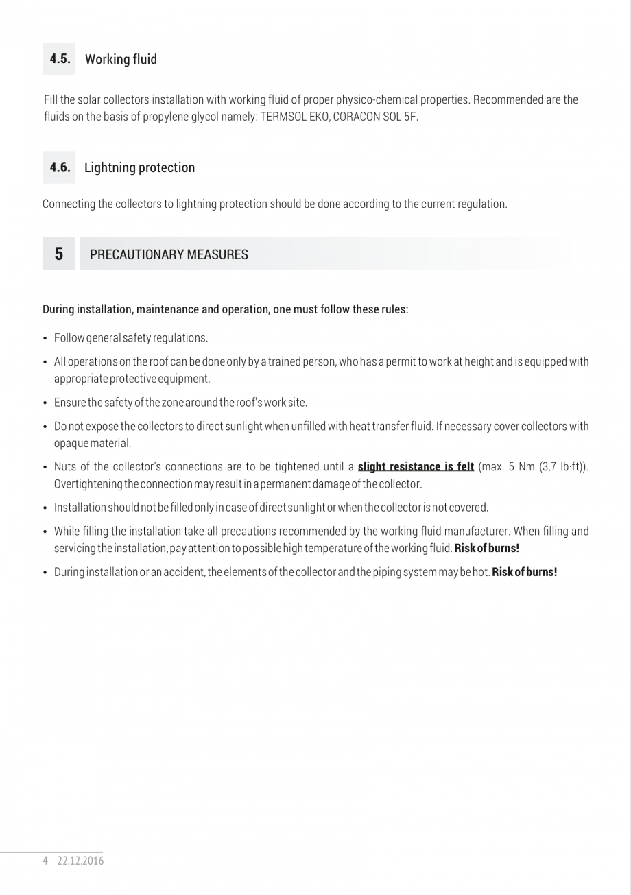 Pagina 4-Ghid de instalare pentru colectoare solare plane ITECHSOL Instructiuni montaj, utilizare Engleza n...