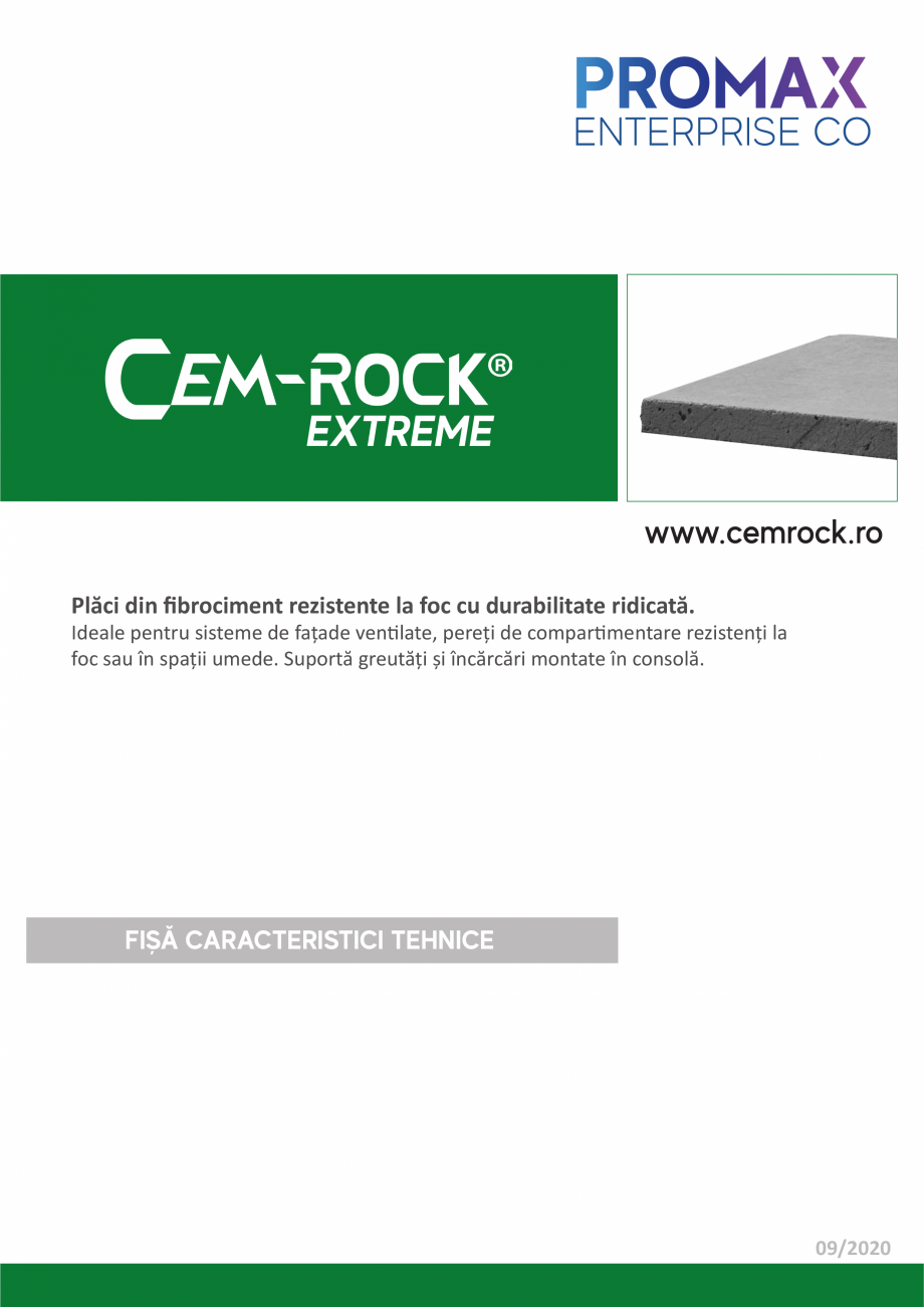 Pagina 1-Placi din fibrociment CEM-ROCK CemRock Extreme Fisa tehnica Romana EXTREME
www.cemrock.ro
Plăci din...