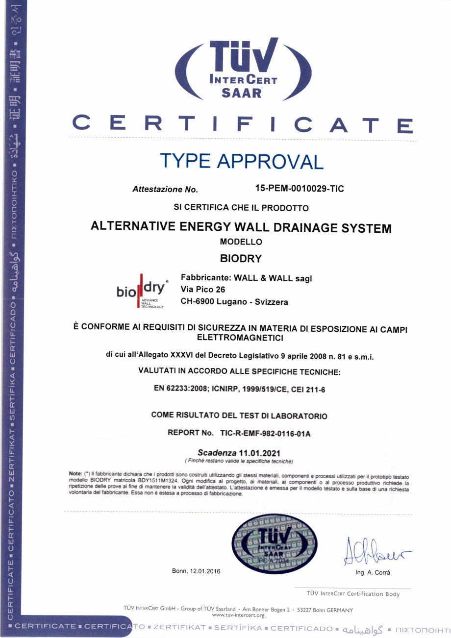 Pagina 1 - Certificat de conformitate TUV INTERCERT SAAR pentru BioDry  Certificare produs Engleza 