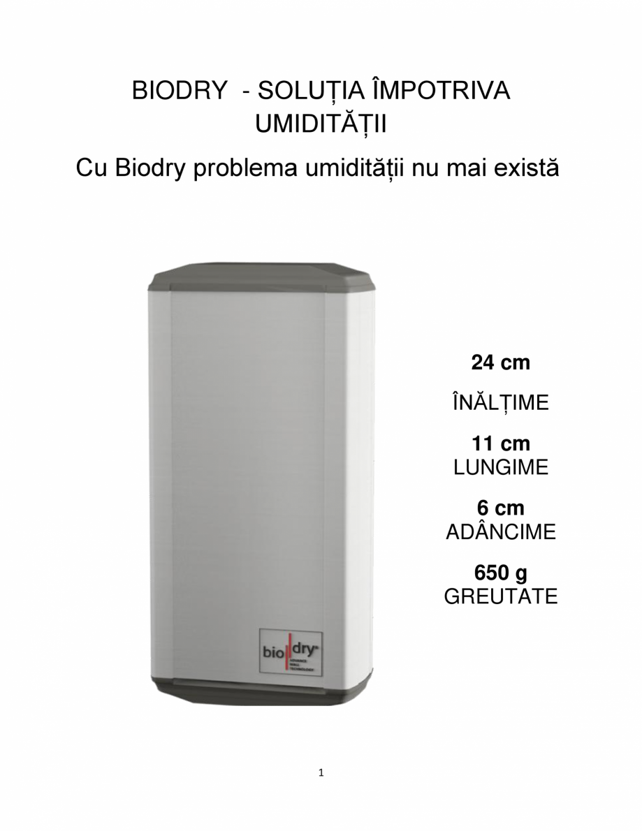 Pagina 1-BioDry - solutia impotriva umiditatii Biodry Romania Catalog, brosura Romana BIODRY - SOLUȚIA...