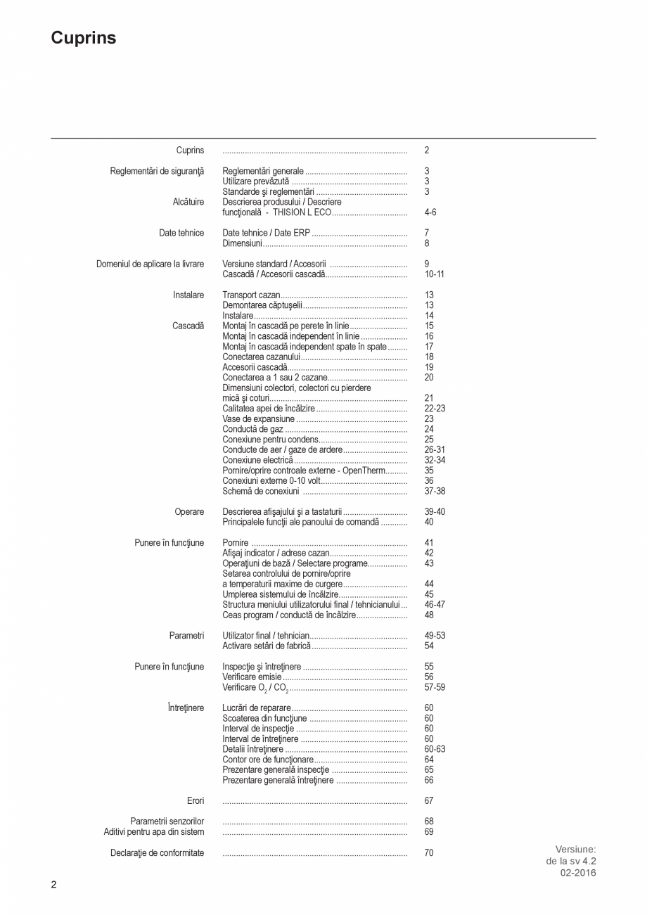 Pagina 2-Manual de Instalare - Centrala in condensare pe gaz ELCO THISION® L ECO Instructiuni montaj,...