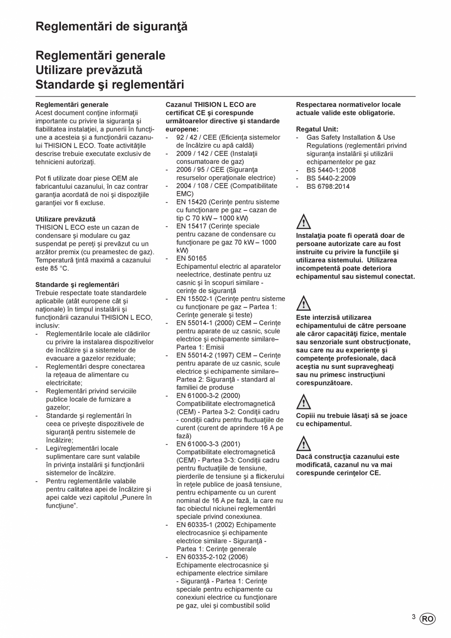Pagina 3-Manual de Instalare - Centrala in condensare pe gaz ELCO THISION® L ECO Instructiuni montaj,...