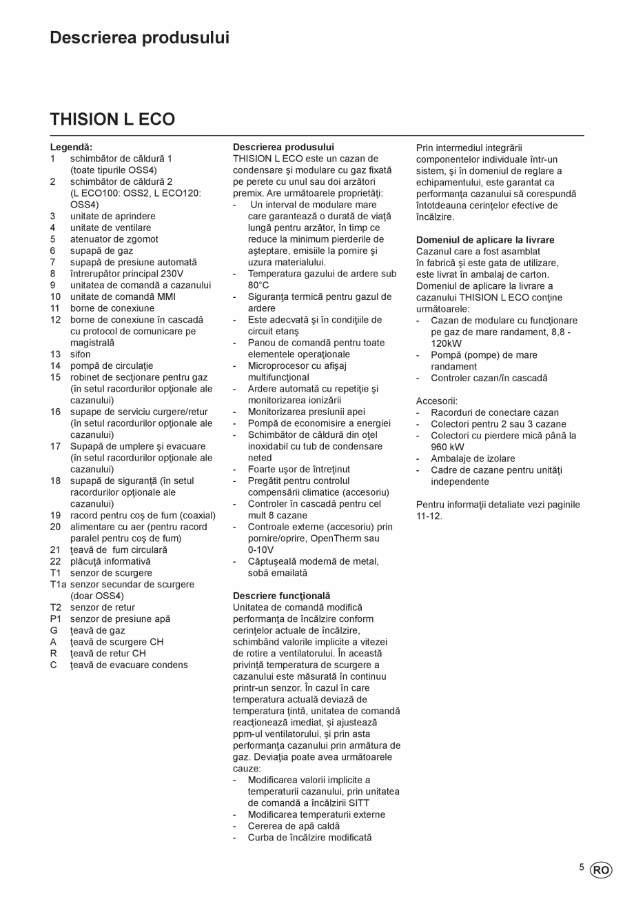 Pagina 5-Manual de Instalare - Centrala in condensare pe gaz ELCO THISION® L ECO Instructiuni montaj,...
