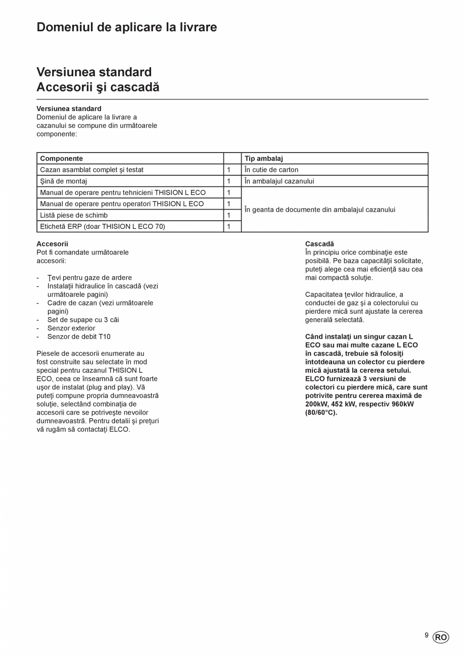 Pagina 9-Manual de Instalare - Centrala in condensare pe gaz ELCO THISION® L ECO Instructiuni montaj,...