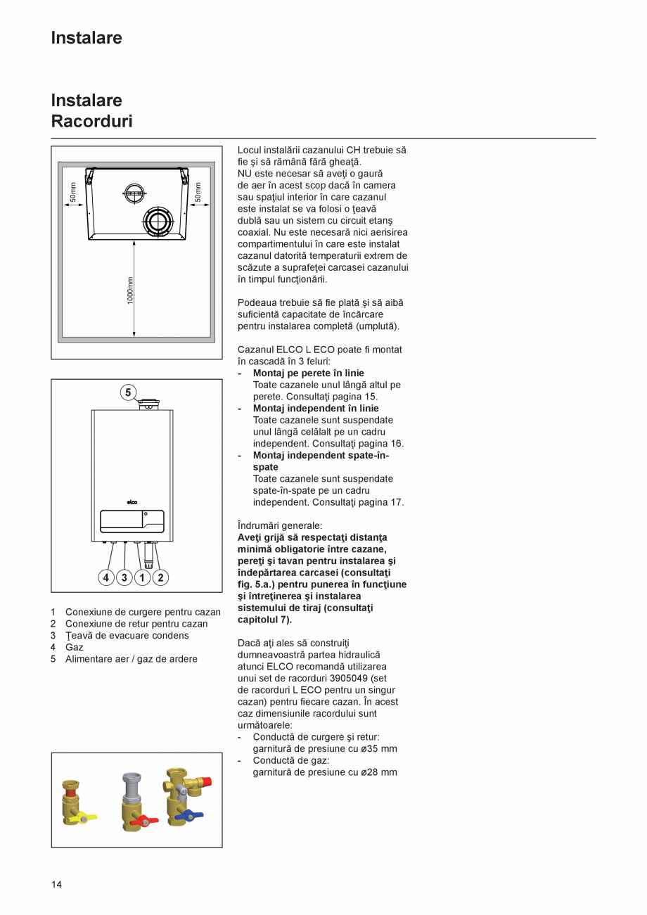 Pagina 14-Manual de Instalare - Centrala in condensare pe gaz ELCO THISION® L ECO Instructiuni montaj,...