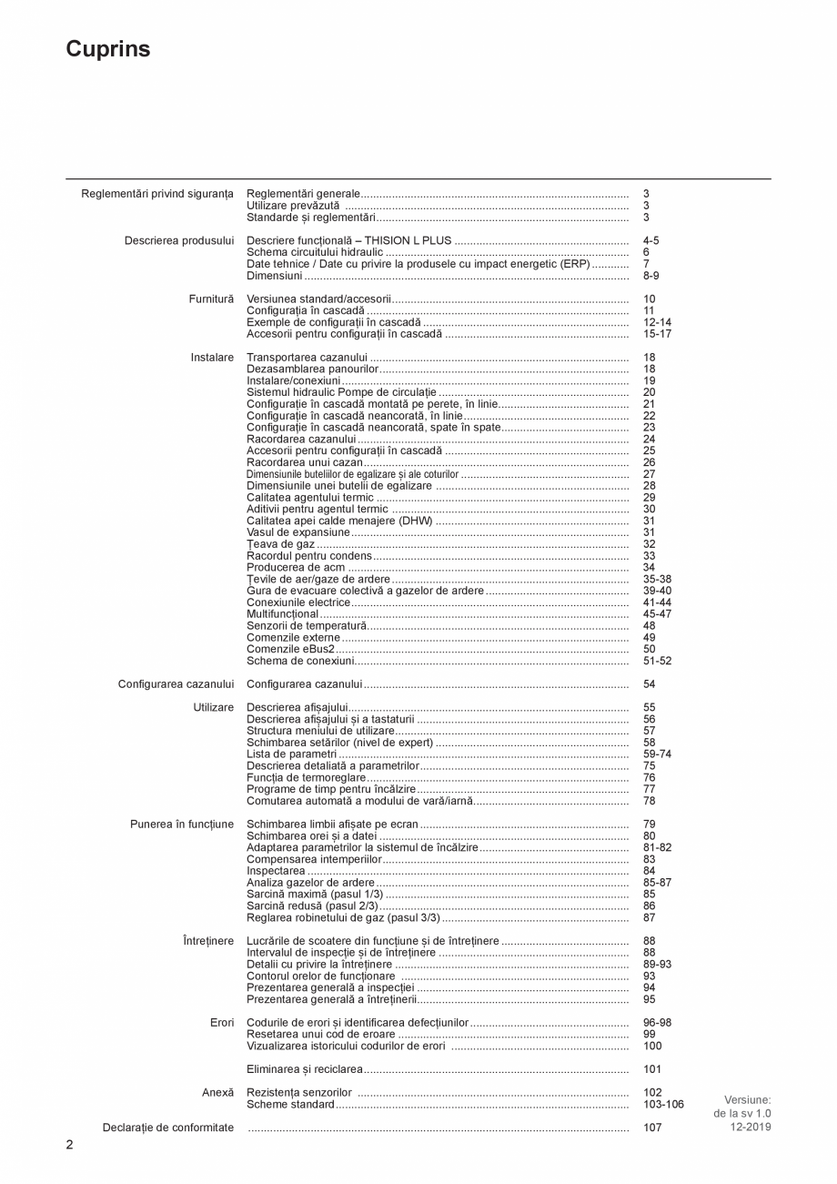 Pagina 2-Manual de Instalare  - Cazan mural  ELCO THISION® L PLUS Instructiuni montaj, utilizare Engleza ...