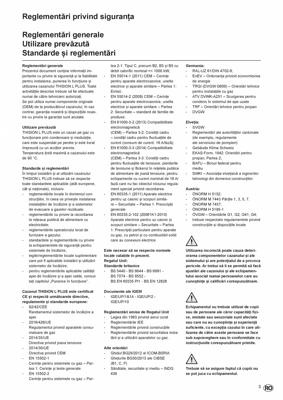 Pagina 3-Manual de Instalare  - Cazan mural  ELCO THISION® L PLUS Instructiuni montaj, utilizare Engleza ...