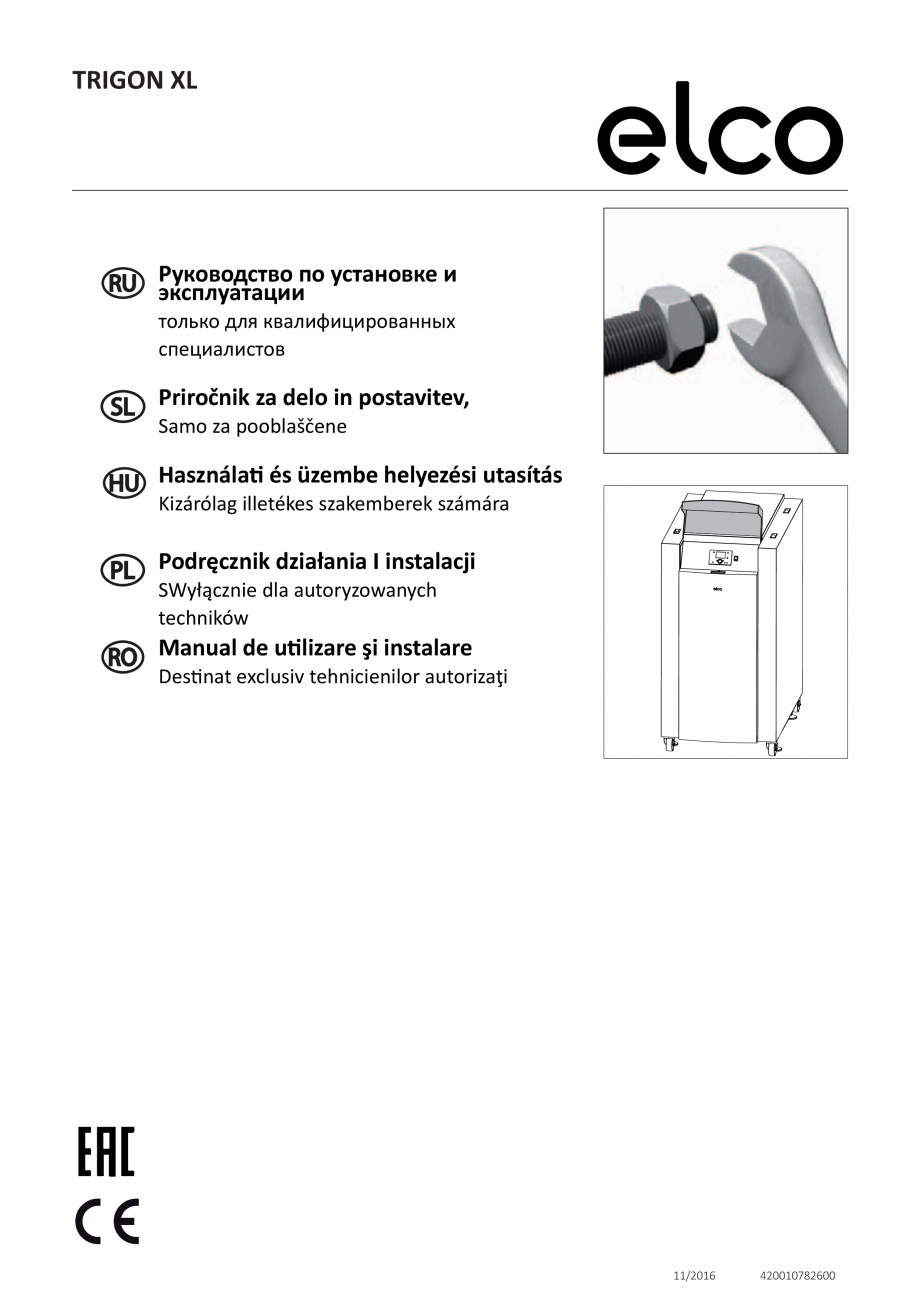 Pagina 2-Manual de Instalare - Cazan pe gaz in condensare ELCO TRIGON® XL Instructiuni montaj, utilizare ...
