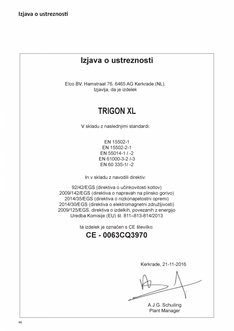 Pagina 96-Manual de Instalare - Cazan pe gaz in condensare ELCO TRIGON® XL Instructiuni montaj, utilizare ...