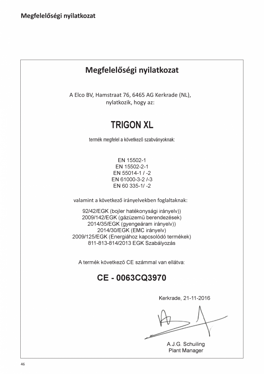 Pagina 144-Manual de Instalare - Cazan pe gaz in condensare ELCO TRIGON® XL Instructiuni montaj, utilizare ...