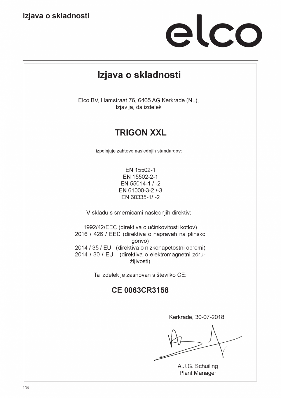 Pagina 106-Manual de instalare si utilizare - Cazan in condensare cu functionare pe gaz ELCO TRIGON® XXL...