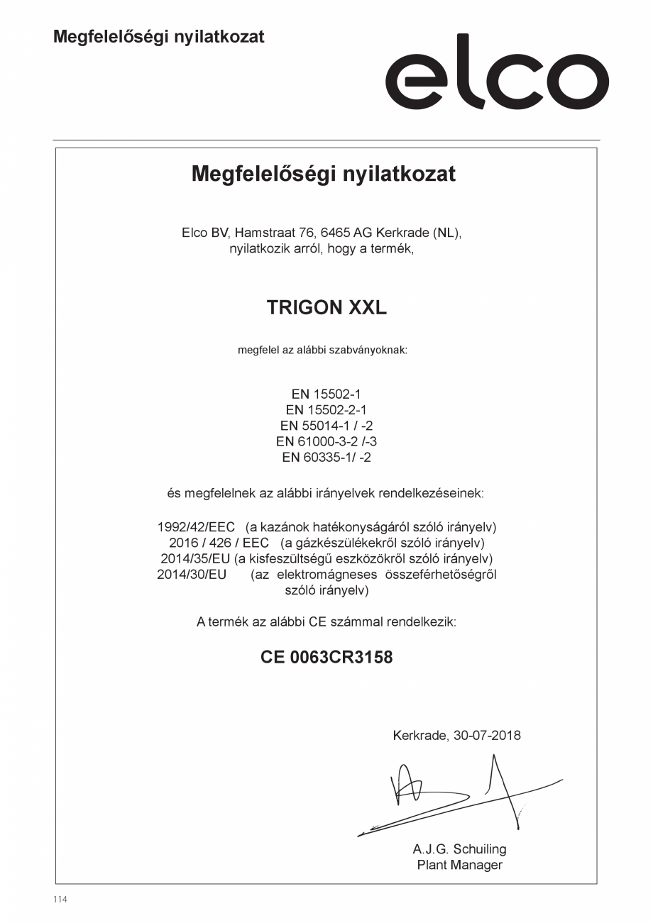 Pagina 160-Manual de instalare si utilizare - Cazan in condensare cu functionare pe gaz ELCO TRIGON® XXL...
