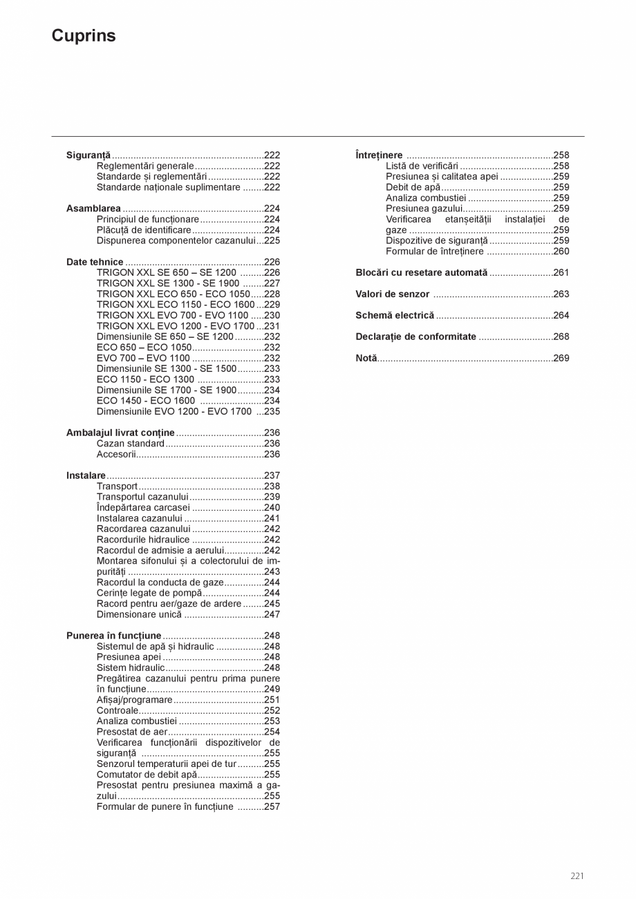 Pagina 221-Manual de instalare si utilizare - Cazan in condensare cu functionare pe gaz ELCO TRIGON® XXL...