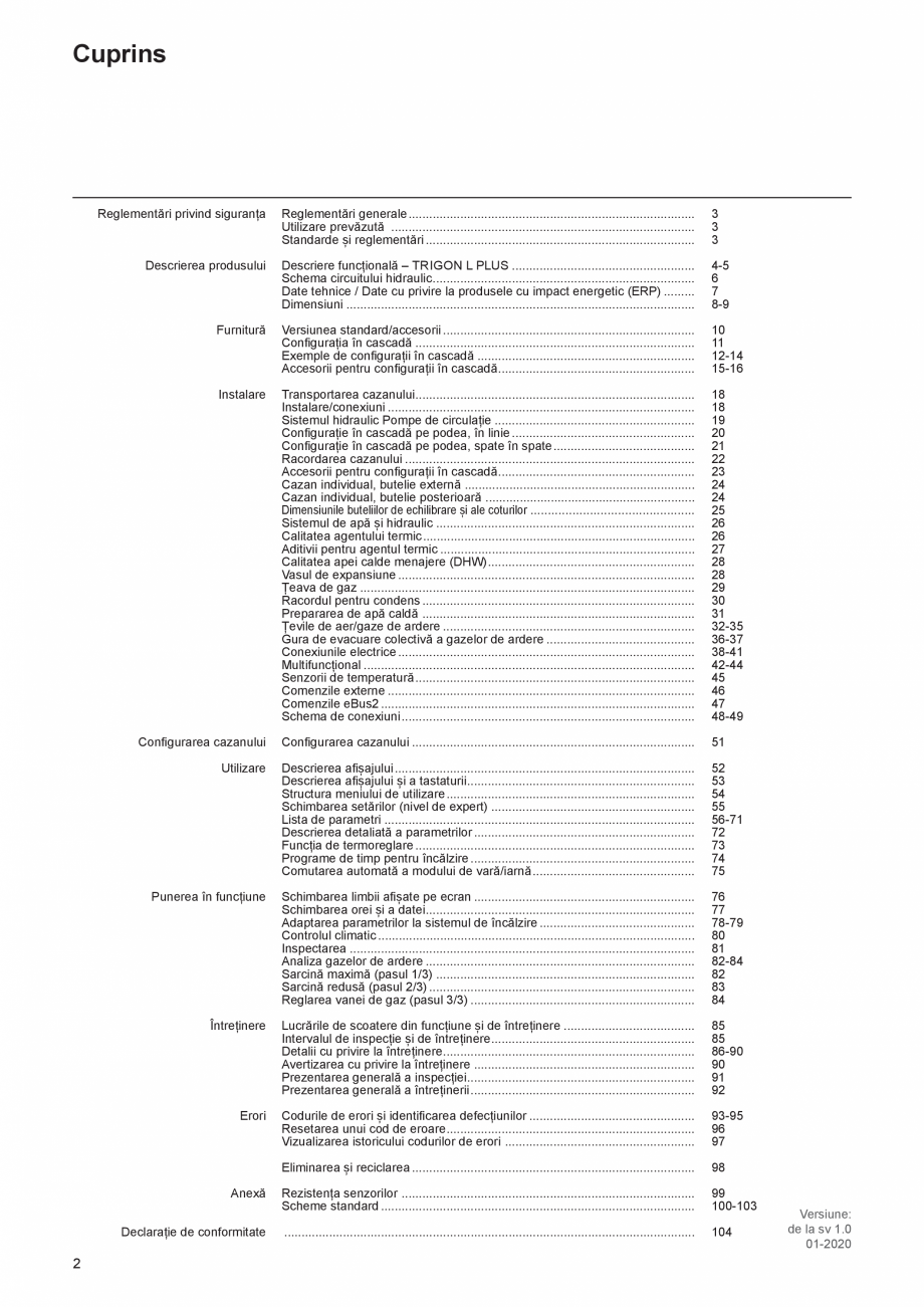 Pagina 2-Cazan de pardoseala in condensatie  ELCO TRIGON® L PLUS Instructiuni montaj, utilizare Romana .....