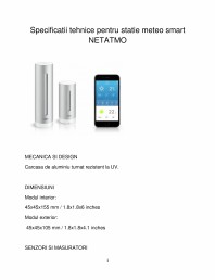 Specificatii tehnice pentru statie meteo smart NETATMO