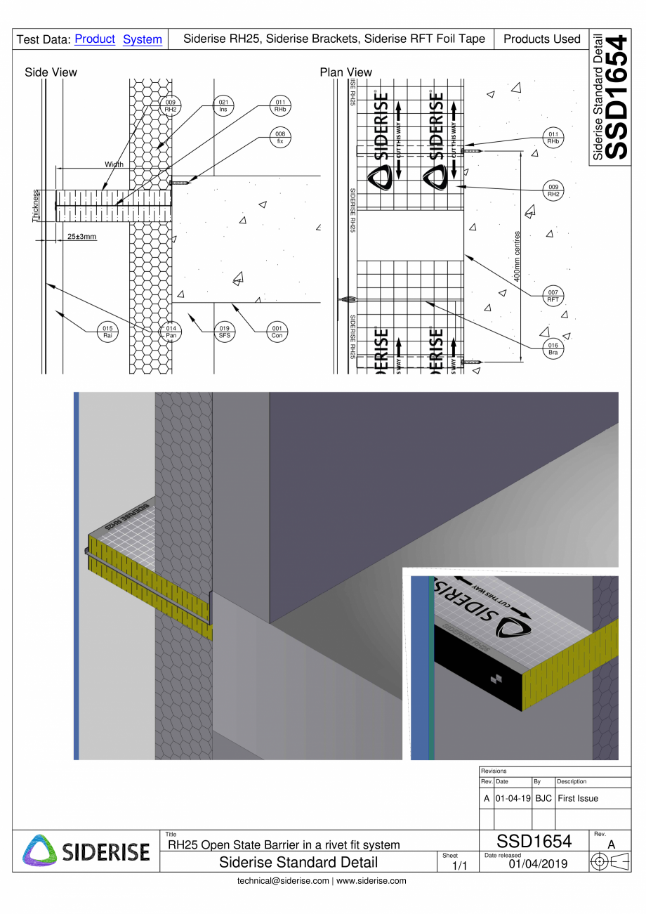 Pagina 1 - CAD-PDF  Bariera orizontala Siderise RH25 - SSD1654-A Siderise Detaliu de montaj 