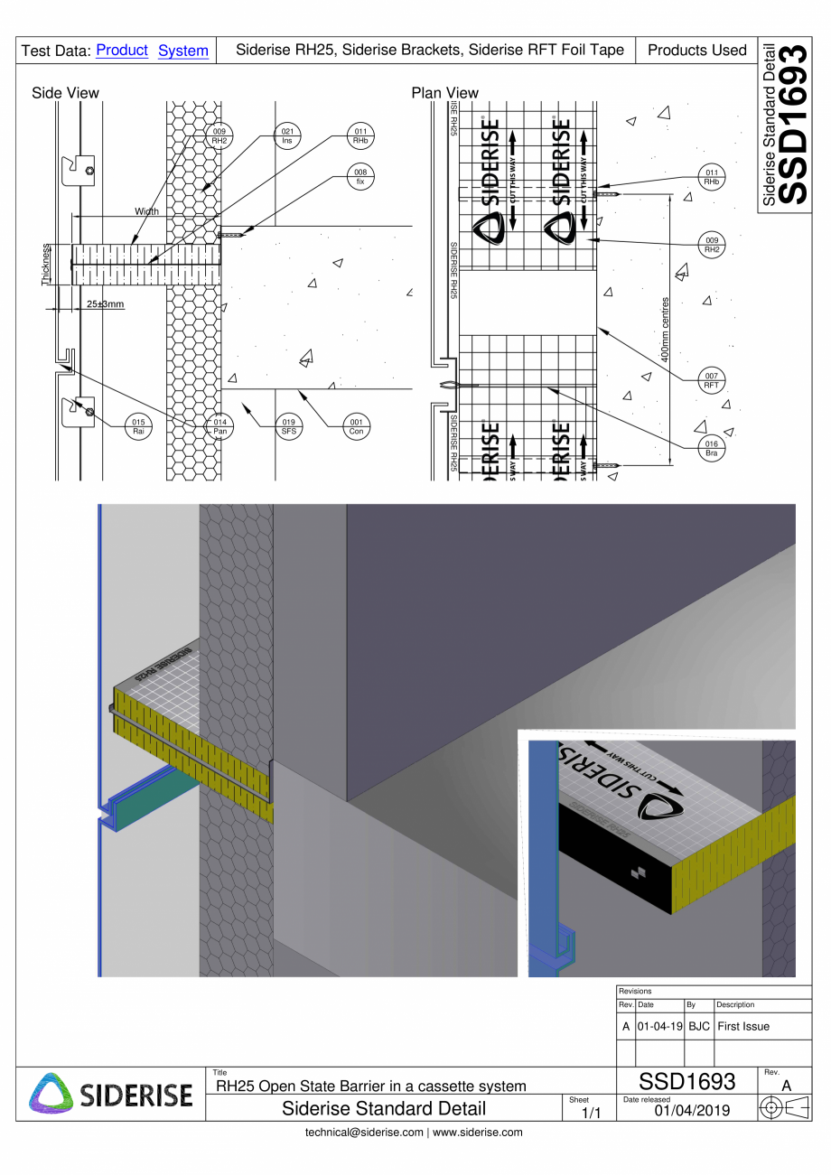 Pagina 1-CAD-PDF Bariera Siderise RH25 intr-un sistem de caseta de fatada - SSD1693-A Siderise Detaliu de...