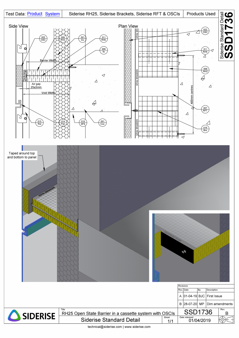 Pagina 1-CAD-PDF Bariera Siderise RH25 intr-un sistem de caseta de fatada - SSD1736-B Siderise Detaliu de...