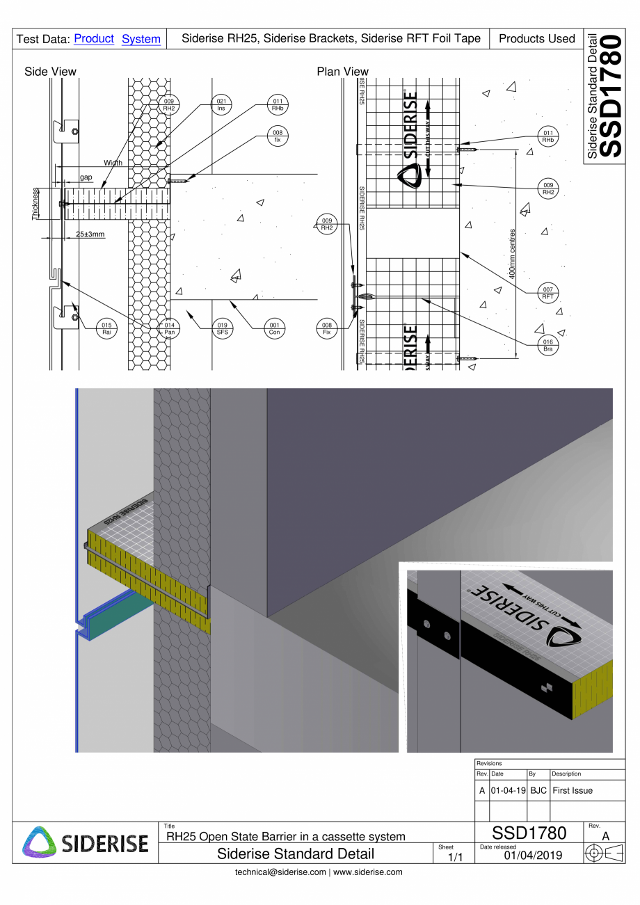 Pagina 1-CAD-PDF Bariera Siderise RH25 intr-un sistem de caseta de fatada  - SSD1780-A Siderise Detaliu de...