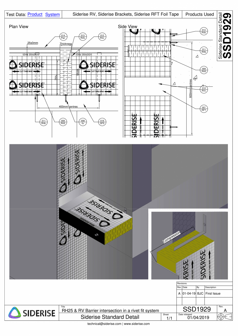 Pagina 1-CAD-PDF Barierele Siderise RH25 & RV in sistem de fixare cu nituri - SSD1929-A Siderise Detaliu ...