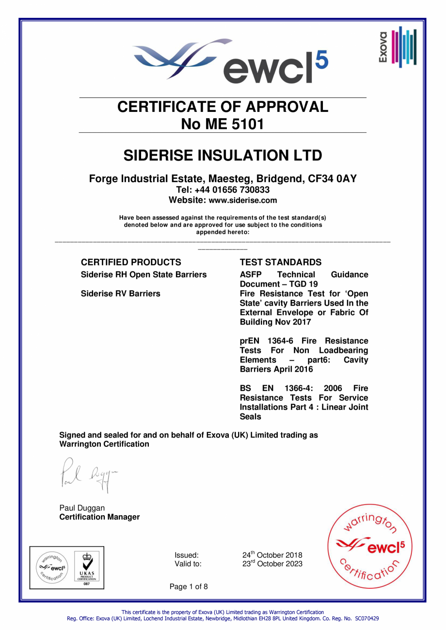 Pagina 1-Declaratie de performanta - Nr. ME 5101  pentru bariere orizontale pentru cavitati deschise -...