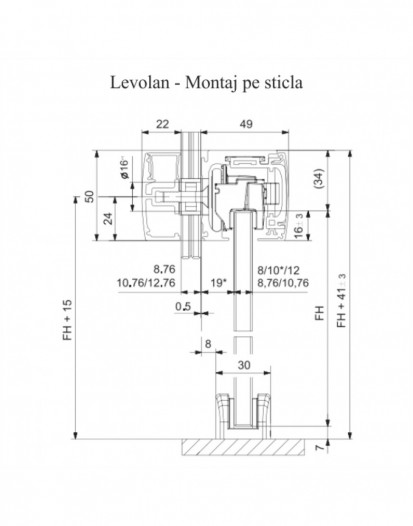 Set Levolan 120 - 2850mm EV1 - montaj pe sticla Set Levolan 120 - 2850mm EV1