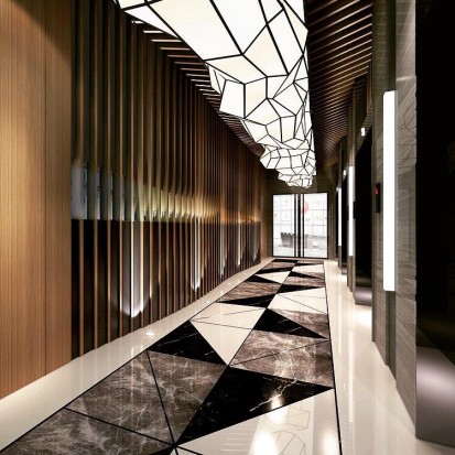 Design interior -hol placat cu marmura Marmura