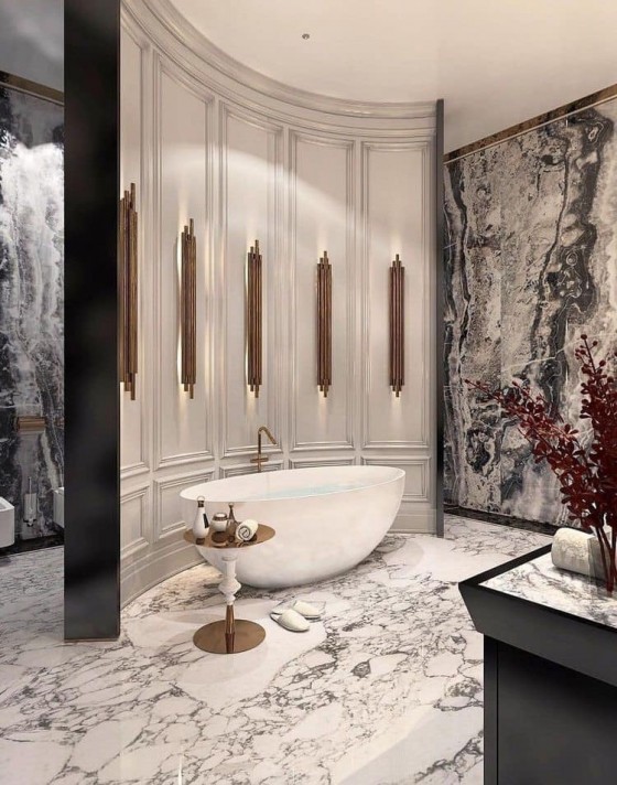 THEDA MAR Design pentru baie de lux cu marmura - Piatra naturala pentru pardoseli interioare si
